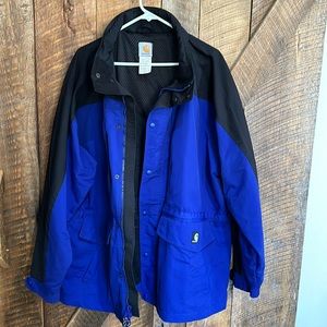 Mens Vintage Carhartt Hooded Coat Color Block Water Repellant size XL